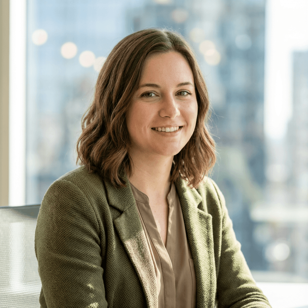 Professional headshot of a young woman in her late 20s
