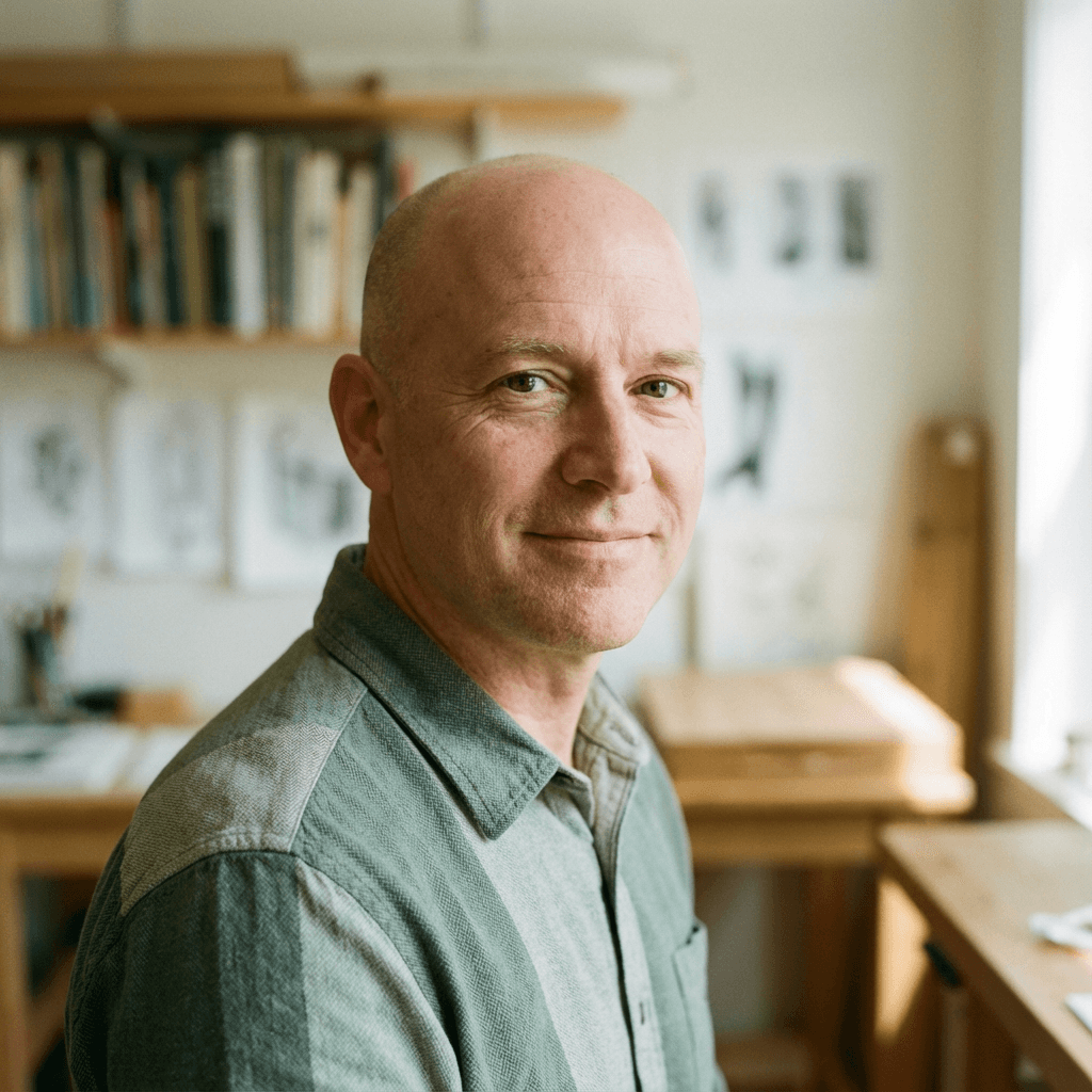 Marcus Webb, a Toronto therapy client, with a relaxed and open expression