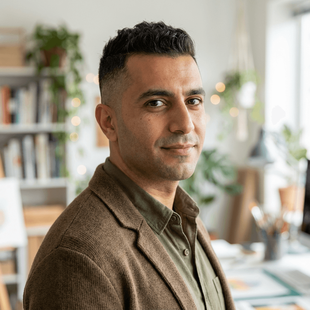 Professional headshot of a man in his 30s